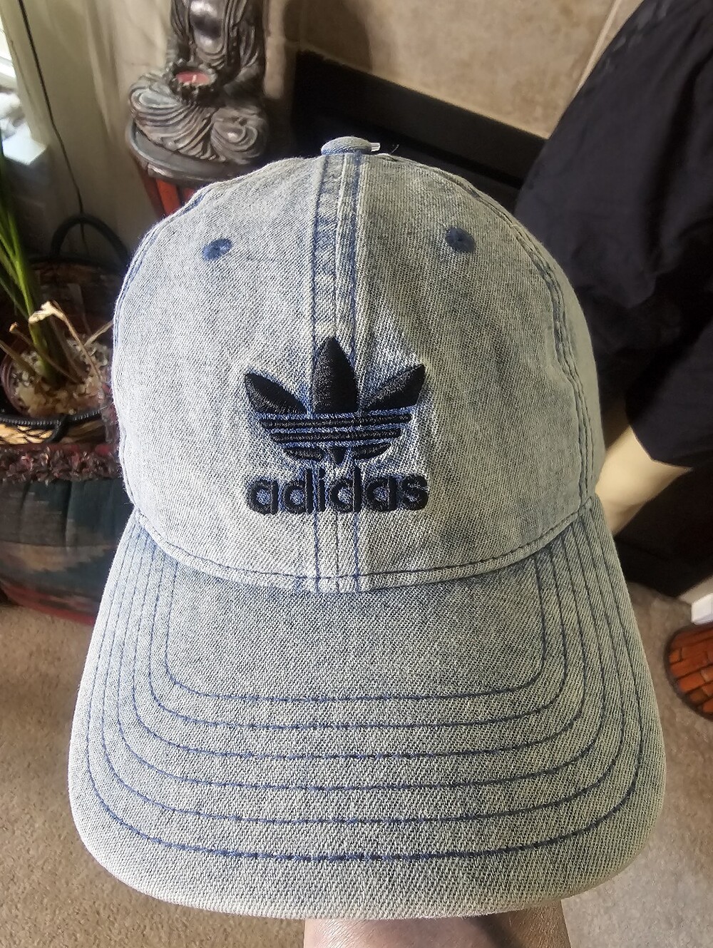 NWT. Vintage Adidas Originals Relaxed Denim Trefoil Baseball Hat. Unisex